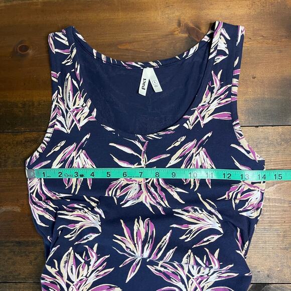 Pact Maternity Freesia Palms Ruched Tank Midi Dress Small Navy Blue Organic - Picture 11 of 11